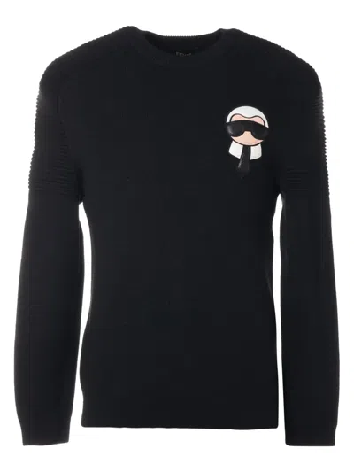 Pre-owned Fendi X Karl Lagerfeld 2018 Logo Sweater In Black
