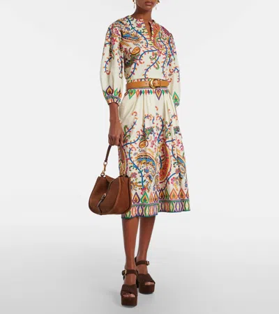 Etro Cotton Blouse With Placed Floral Paisley Print In Brown