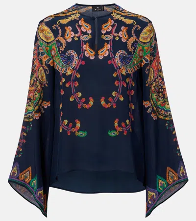 Etro Paisley Printed Silk Blouse In Animal Print