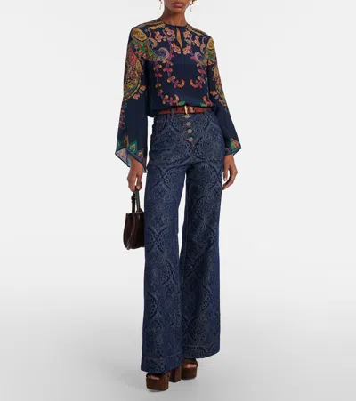 Etro Paisley Printed Silk Blouse In Animal Print