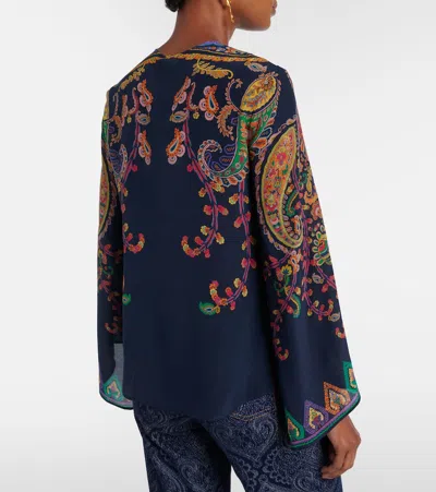 Etro Paisley Printed Silk Blouse In Animal Print