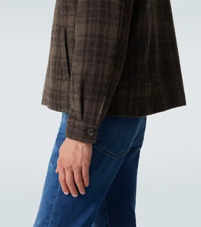 Frame Padded Checked Virgin Wool-tweed Blouson Jacket In Brown