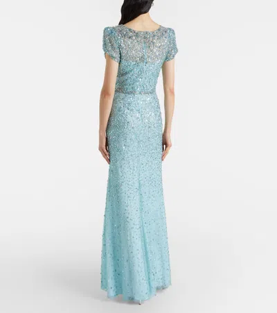Jenny Packham Epoch Embellished Gown In Blue