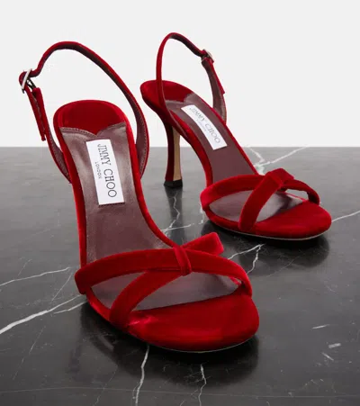 Jimmy Choo Elsy 90 Velvet Sandals In Animal Print