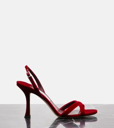 Jimmy Choo Elsy 90 Velvet Sandals In Animal Print