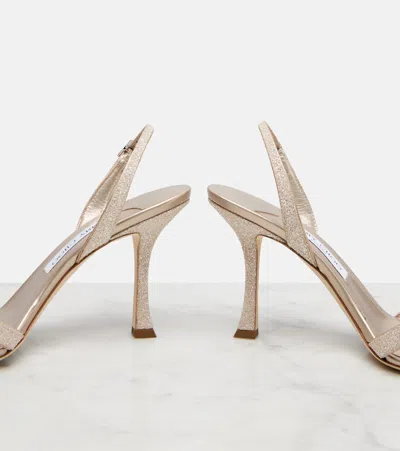 Jimmy Choo Elsy 90 Glitter Slingback Sandals In Gold