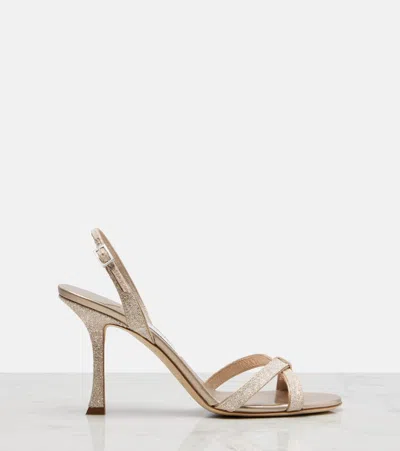 Jimmy Choo Elsy 90 Glitter Slingback Sandals In Gold