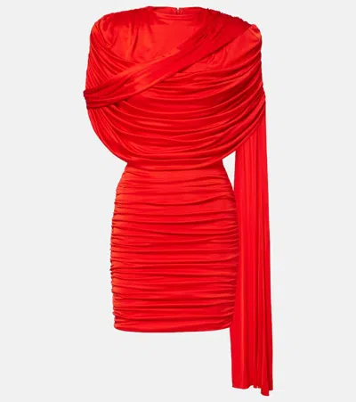 The New Arrivals Ilkyaz Ozel Khara Draped Minidress In Red