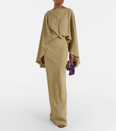 Taller Marmo Eolia Draped Crêpe Cady Gown In Green