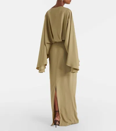 Taller Marmo Eolia Draped Crêpe Cady Gown In Green