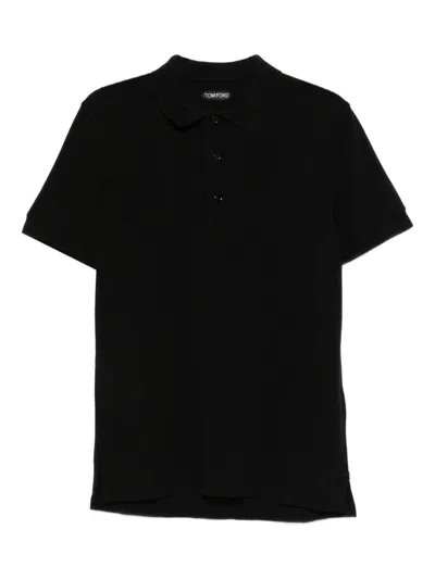 Tom Ford Mens Black Short-sleeve Lyocell-cotton Piquet Polo Shirt In Black