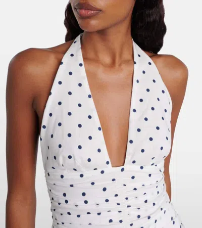 Posse Edie Polka-dot Halterneck Top In White