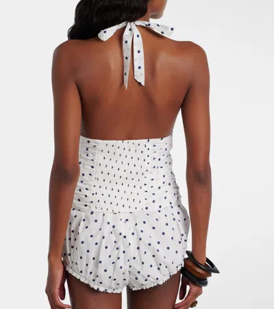 Posse Edie Polka-dot Halterneck Top In White