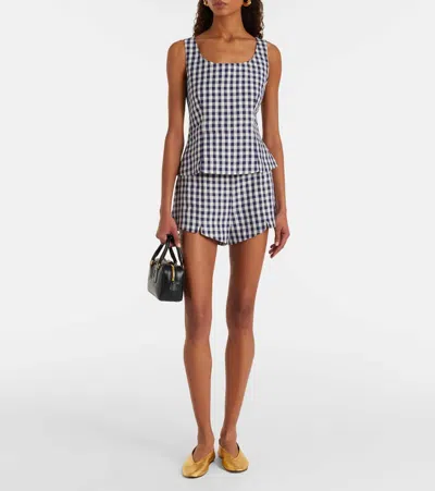 Posse Sadie Gingham Linen Top In Multi