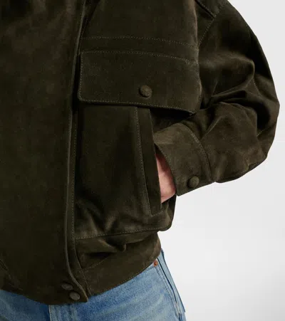 Saint Laurent Suede Jacket In Green