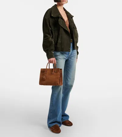 Saint Laurent Suede Jacket In Green
