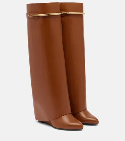 Givenchy Shark 95 Leather Knee-high Boots In Brown