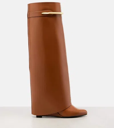 Givenchy Shark 95 Leather Knee-high Boots In Brown