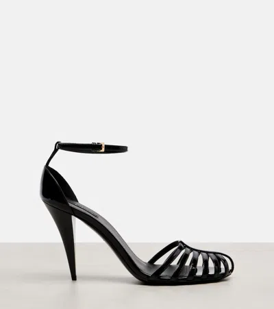 Givenchy Patent Leather Cage Heeled Sandals Women In Animal Print