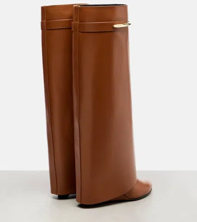Givenchy Shark 95 Leather Knee-high Boots In Brown