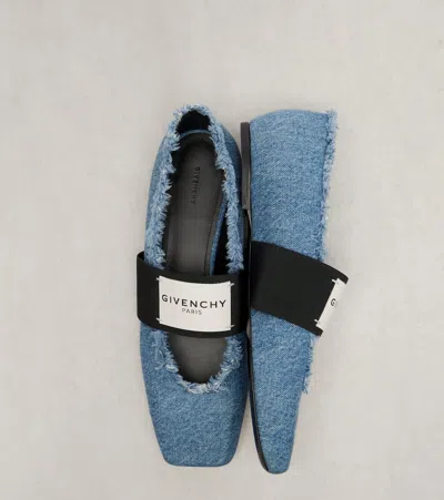 Givenchy Sliced Square Ballerinas In Denim In Blue