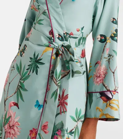 La Doublej Midnight Floral Silk Wrap Dress In Multi