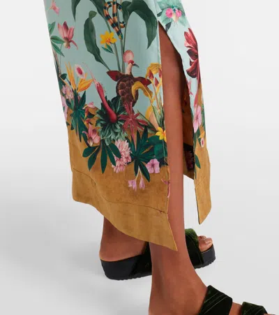 La Doublej Midnight Floral Silk Wrap Dress In Multi