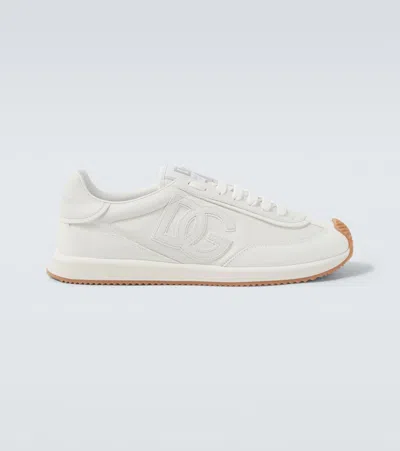 Dolce & Gabbana Men White Low Top Sneakers With Logo Patch On Tongue And Side In Leather Man