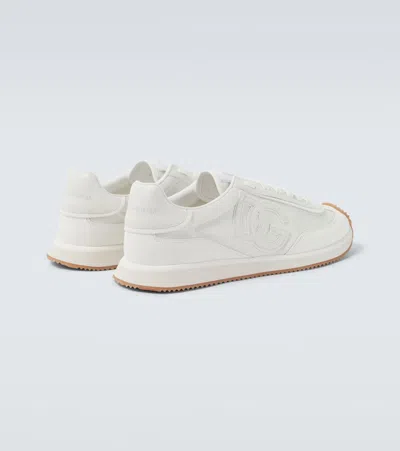 Dolce & Gabbana Men White Low Top Sneakers With Logo Patch On Tongue And Side In Leather Man