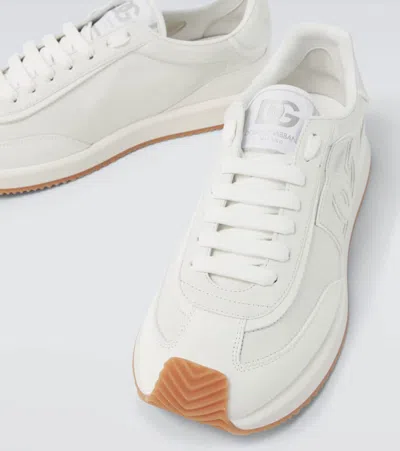 Dolce & Gabbana Men White Low Top Sneakers With Logo Patch On Tongue And Side In Leather Man