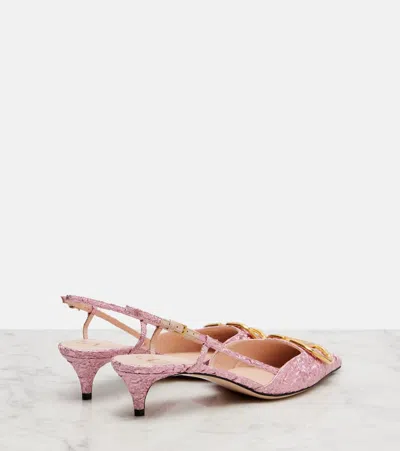 Valentino Vlogo Cloqué Jacquard Slingback Pumps In Pink