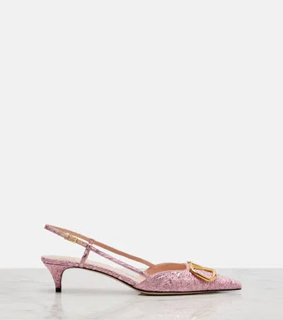 Valentino Vlogo Cloqué Jacquard Slingback Pumps In Pink