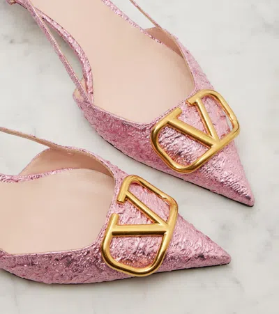 Valentino Vlogo Cloqué Jacquard Slingback Pumps In Pink
