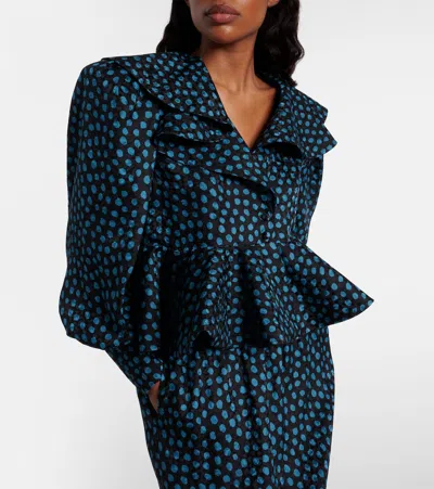 Chloé Polka-dot Peplum Silk Jacquard Top In Multi