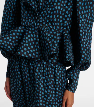 Chloé Polka-dot Peplum Silk Jacquard Top In Multi