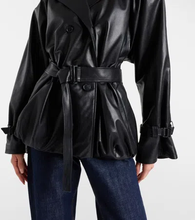 Magda Butrym Double-breasted Belted Hooded Leather Jacket In Black