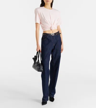 Magda Butrym Cropped Floral-appliqué T-shirt In Pink