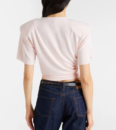 Magda Butrym Cropped Floral-appliqué T-shirt In Pink