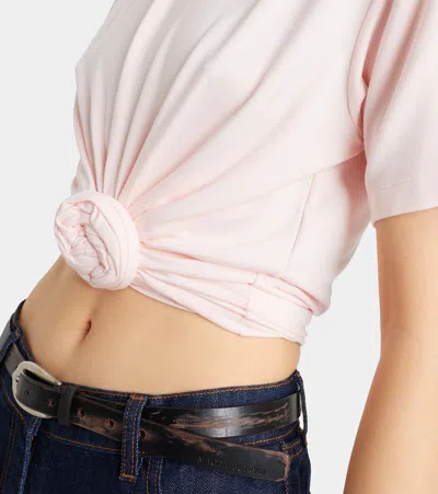 Magda Butrym Cropped Floral-appliqué T-shirt In Pink