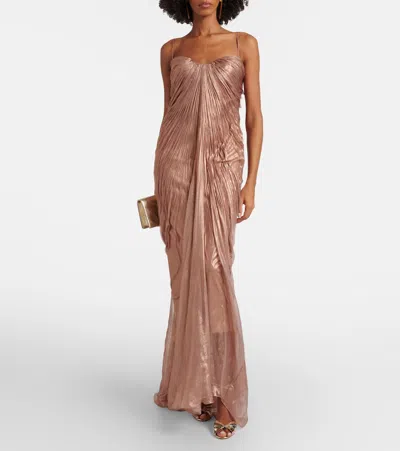 Maria Lucia Hohan Victoria Gathered Silk Muslin Gown In Pink