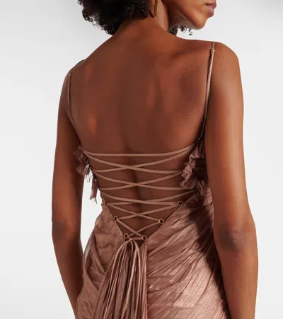 Maria Lucia Hohan Victoria Gathered Silk Muslin Gown In Pink