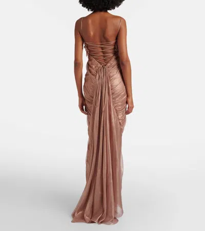 Maria Lucia Hohan Victoria Gathered Silk Muslin Gown In Pink