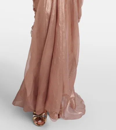 Maria Lucia Hohan Victoria Gathered Silk Muslin Gown In Pink