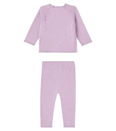 Bonpoint Loana Cotton And Cashmere Sweater And Pants Set In Purple