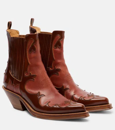 Gabriela Hearst Cassidy Cowboy Ankle Boot In Cognac Leather In Brown