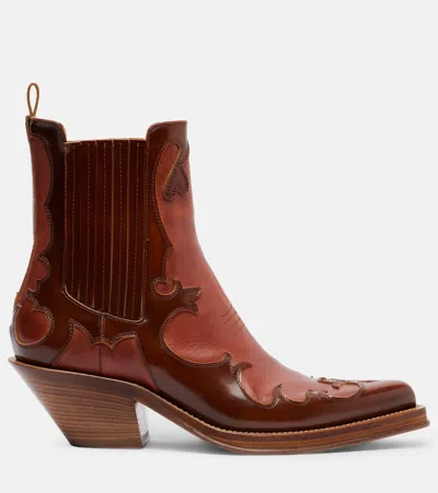 Gabriela Hearst Cassidy Cowboy Ankle Boot In Cognac Leather In Brown