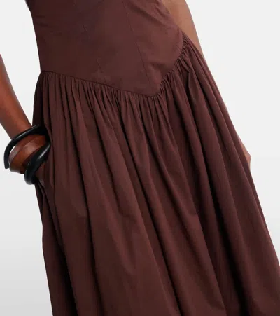 Adriana Degreas Open-back Cotton Maxi Dress In Brown