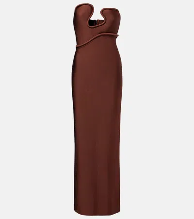 Adriana Degreas Asymmetric Gown In Brown