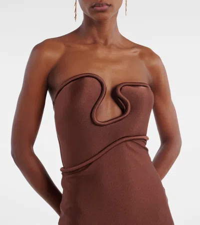 Adriana Degreas Asymmetric Gown In Brown