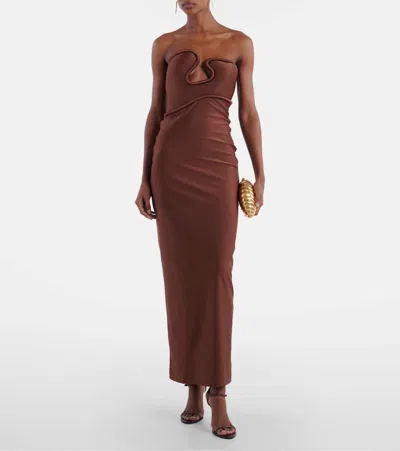 Adriana Degreas Asymmetric Gown In Brown